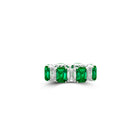 Emerald Cut Emerald and Diamond Wedding Band
