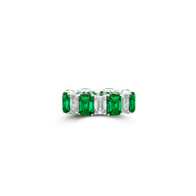 Emerald Cut Emerald and Diamond Wedding Band