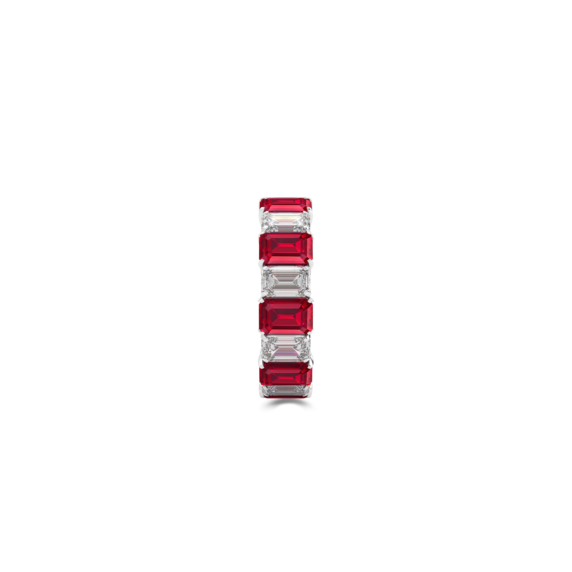 Emerald Cut Ruby and Diamond Wedding Band