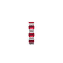 Emerald Cut Ruby and Diamond Wedding Band