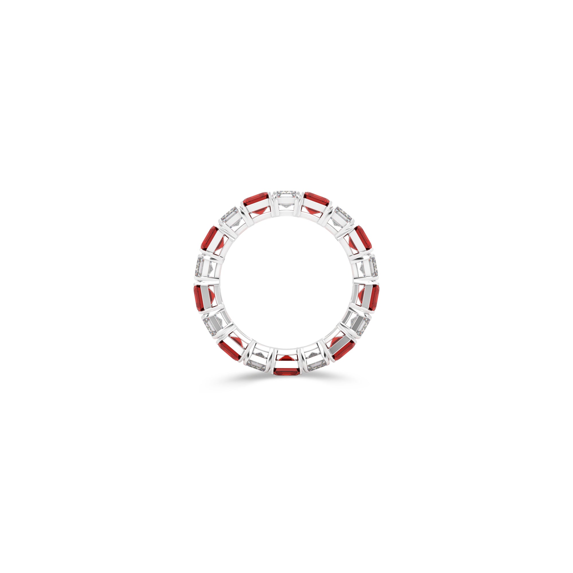 Emerald Cut Ruby and Diamond Wedding Band