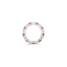 Emerald Cut Ruby and Diamond Wedding Band
