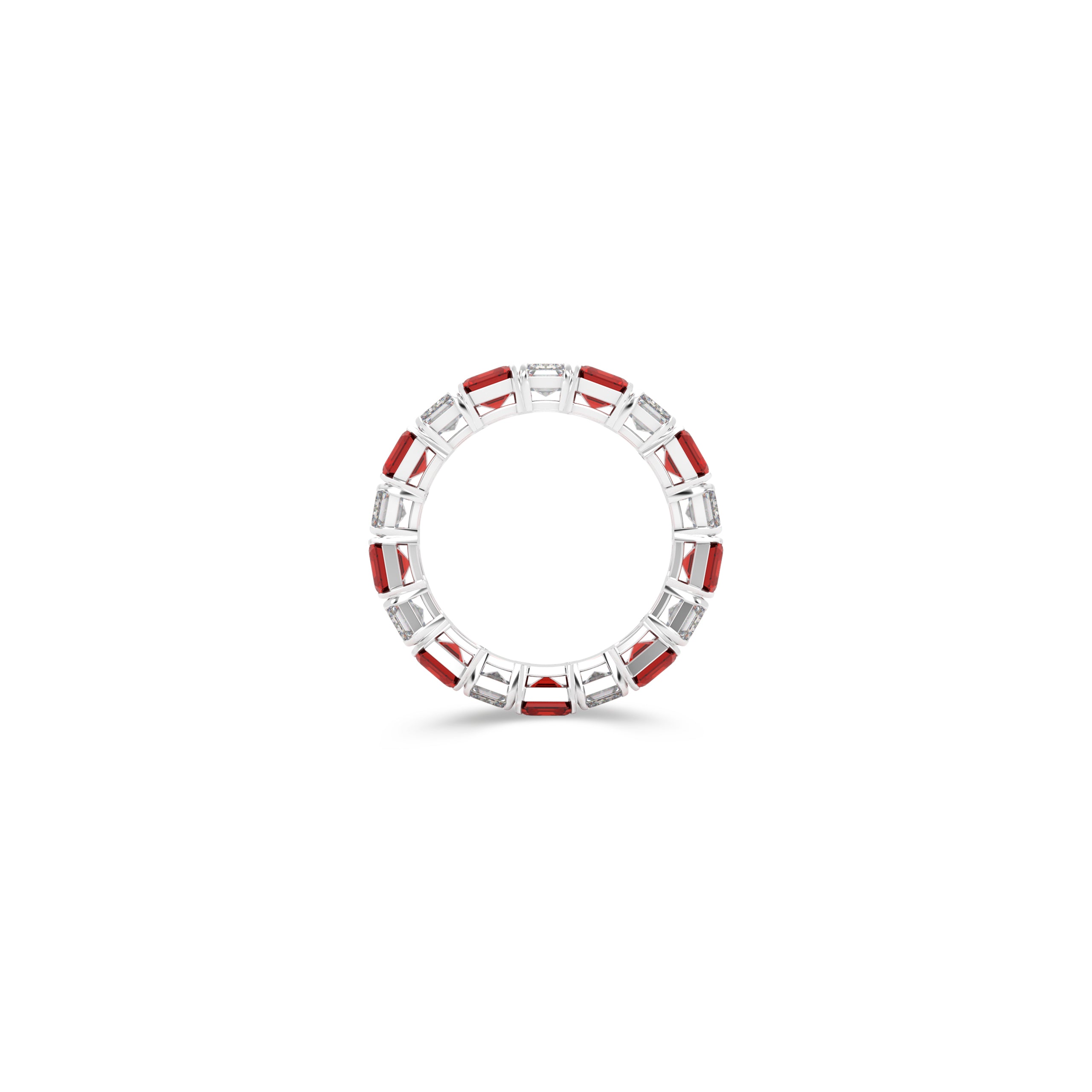 Emerald Cut Ruby and Diamond Wedding Band