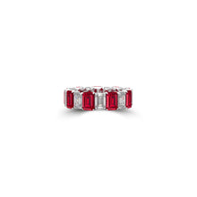 Emerald Cut Ruby and Diamond Wedding Band
