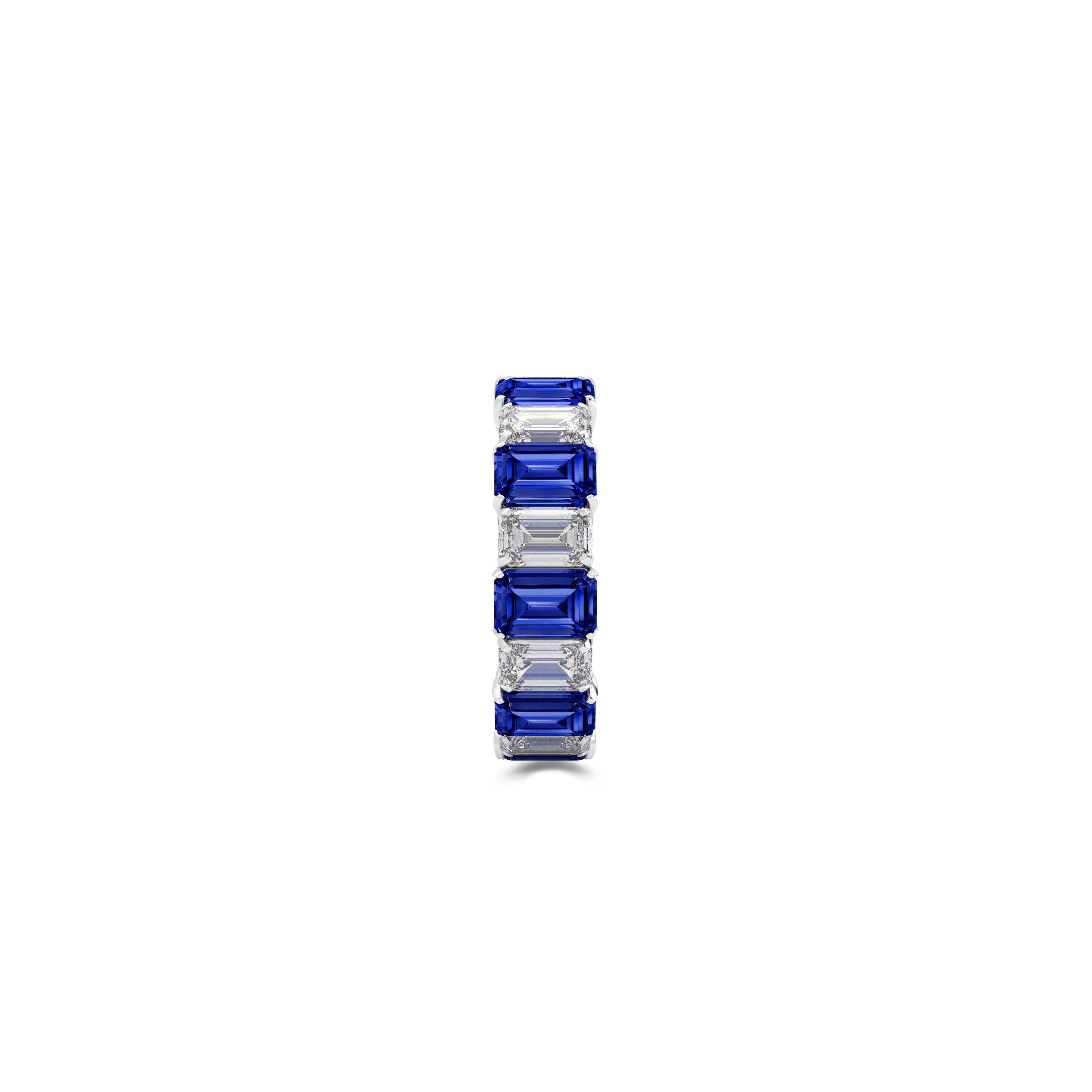Emerald Cut Sapphire and Diamond Wedding Band