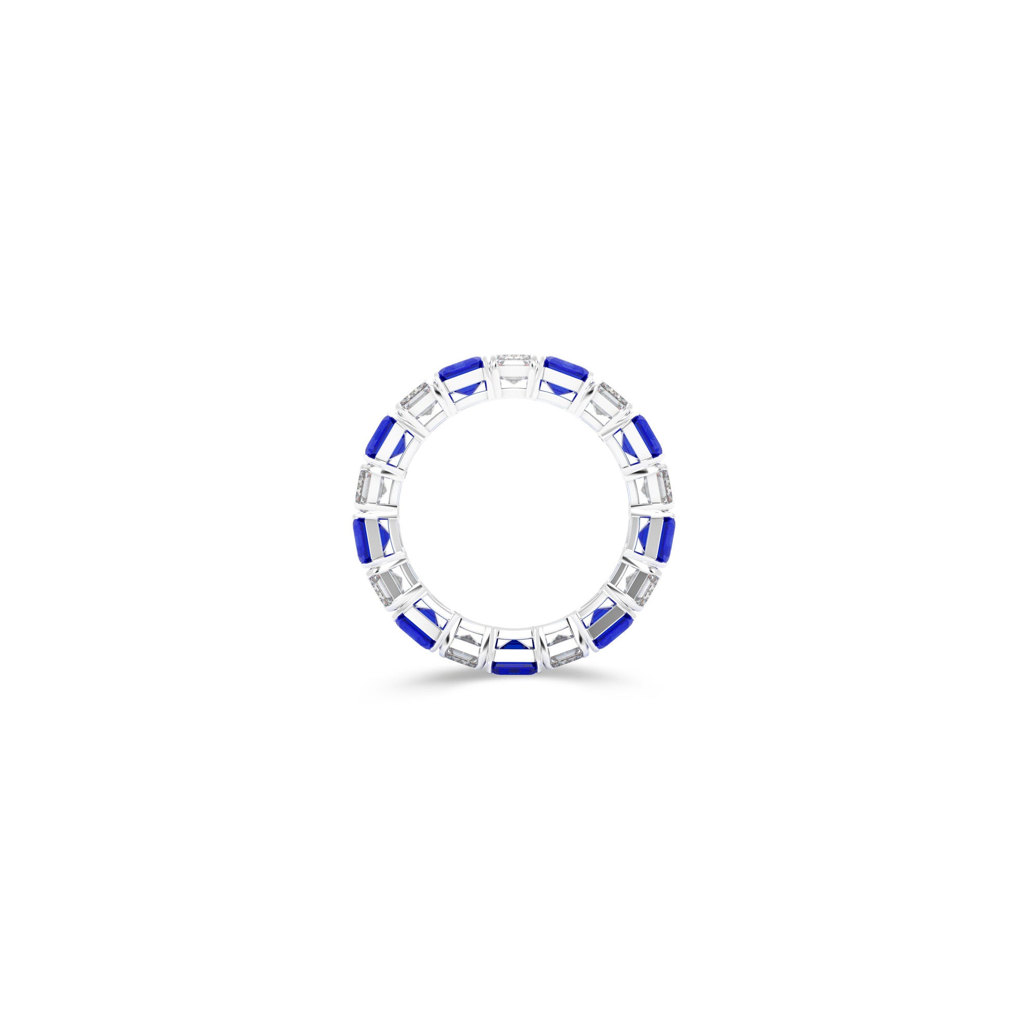 Emerald Cut Sapphire and Diamond Wedding Band