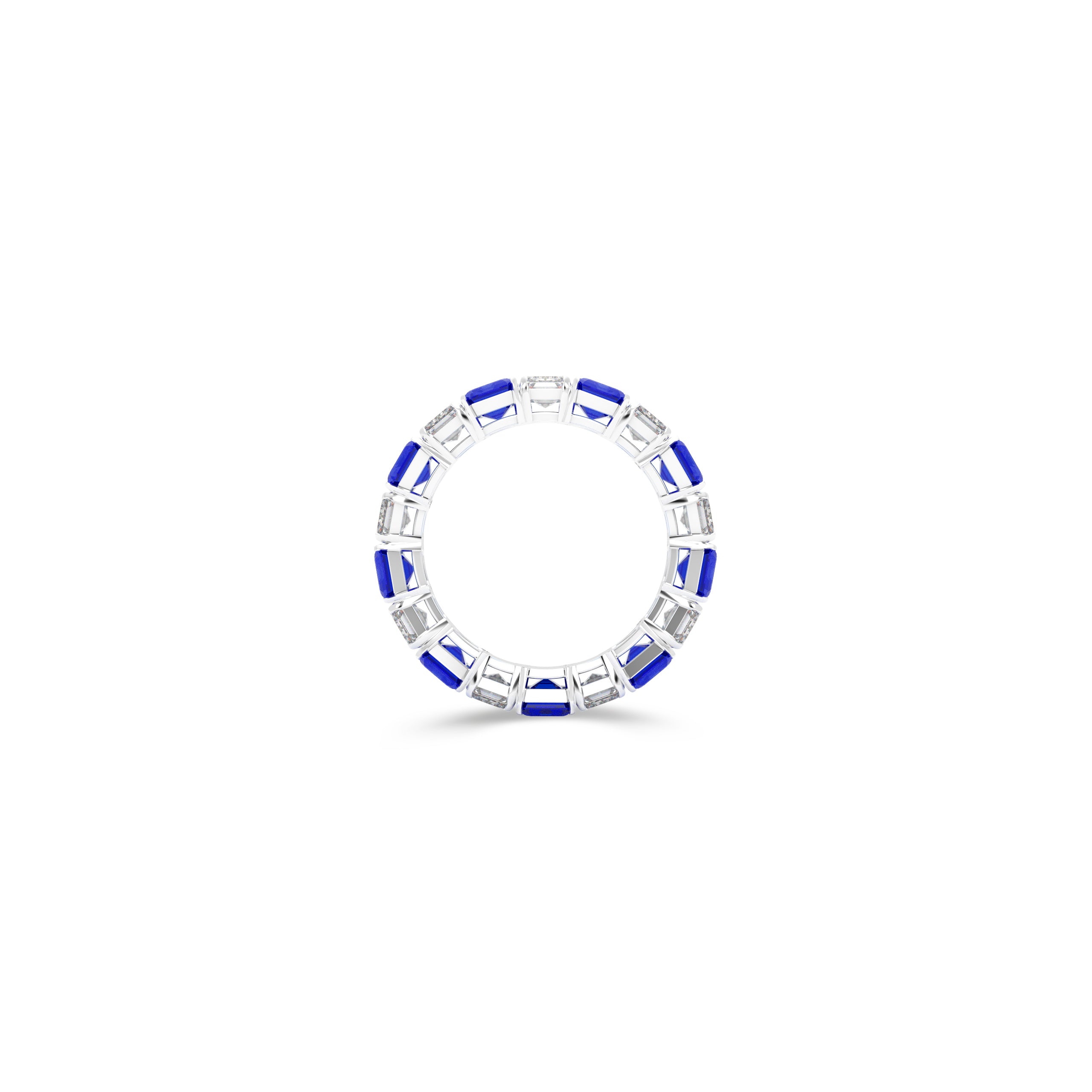 Emerald Cut Sapphire and Diamond Wedding Band