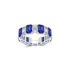 Emerald Cut Sapphire and Diamond Wedding Band