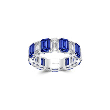 Emerald Cut Sapphire and Diamond Wedding Band