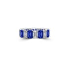 Emerald Cut Sapphire and Diamond Wedding Band