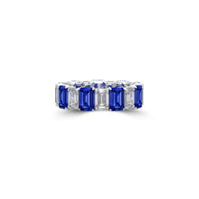 Emerald Cut Sapphire and Diamond Wedding Band
