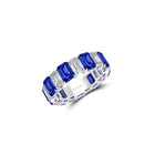 Emerald Cut Sapphire and Diamond Wedding Band