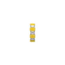 Emerald Cut Yellow Diamond and Diamond Wedding Band