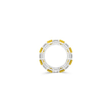 Emerald Cut Yellow Diamond and Diamond Wedding Band