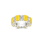 Emerald Cut Yellow Diamond and Diamond Wedding Band