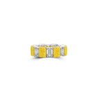 Emerald Cut Yellow Diamond and Diamond Wedding Band