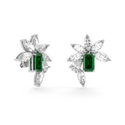 Emerald Cut Emerald and Marquis Diamond  High Jewellery Earrings