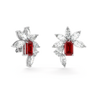 Emerald Cut Ruby and Marquis Diamond  High Jewellery Earrings