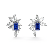 Emerald Cut Sapphire and Marquis Diamond  High Jewellery Earrings