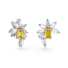 Emerald Cut Yellow Diamond and Marquis  Diamond High Jewellery Earrings