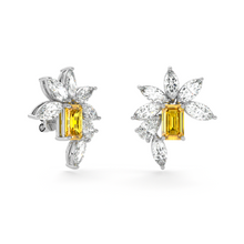 Emerald Cut Yellow Diamond and Marquis  Diamond High Jewellery Earrings