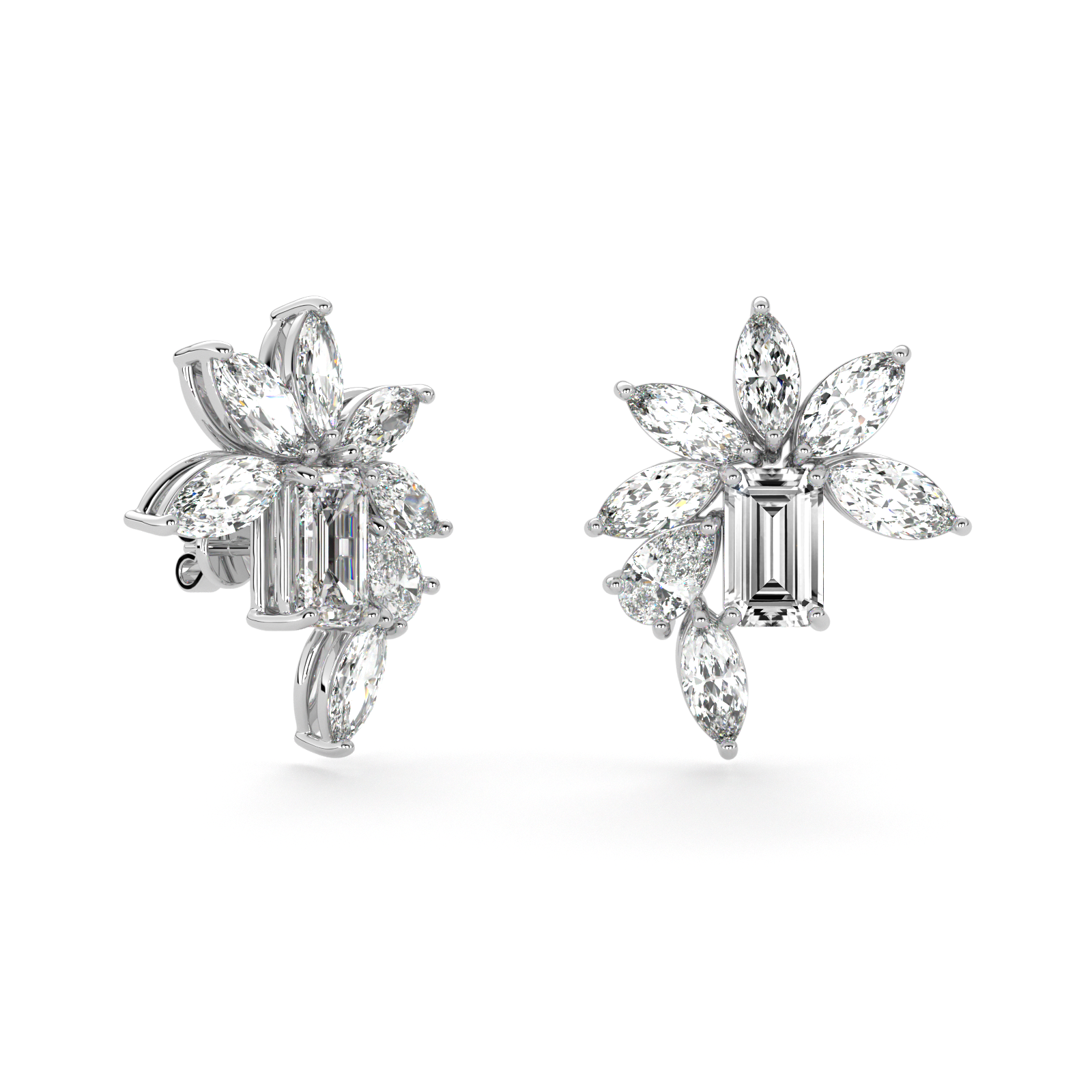 Emerald Cut and Marquis Diamond  High Jewellery Earrings