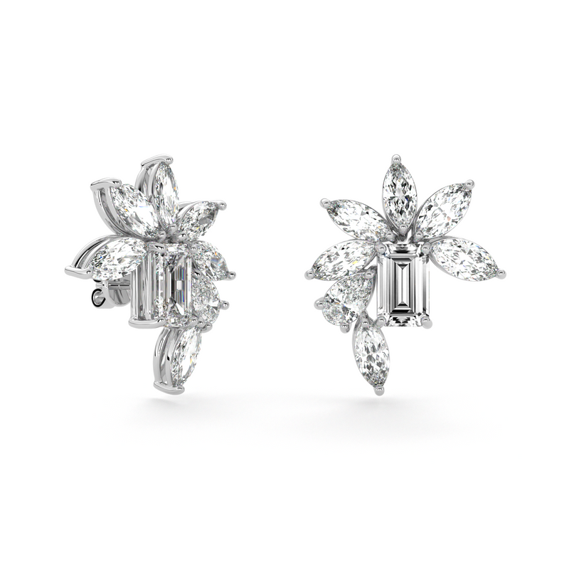 Emerald Cut and Marquis Diamond  High Jewellery Earrings