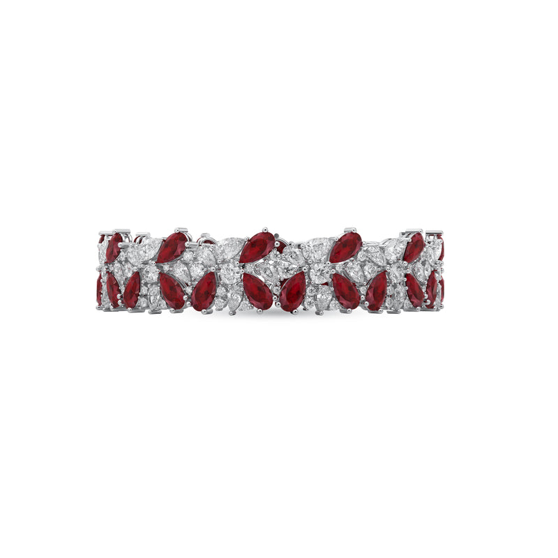Ruby Pear and Diamond High Jewellery Bracelet
