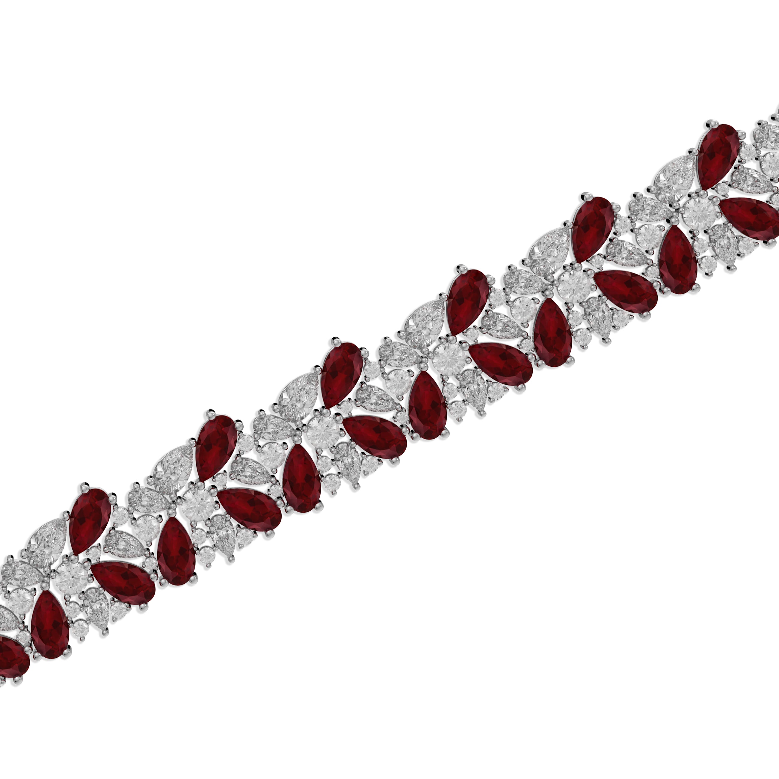 Ruby Pear and Diamond High Jewellery Bracelet