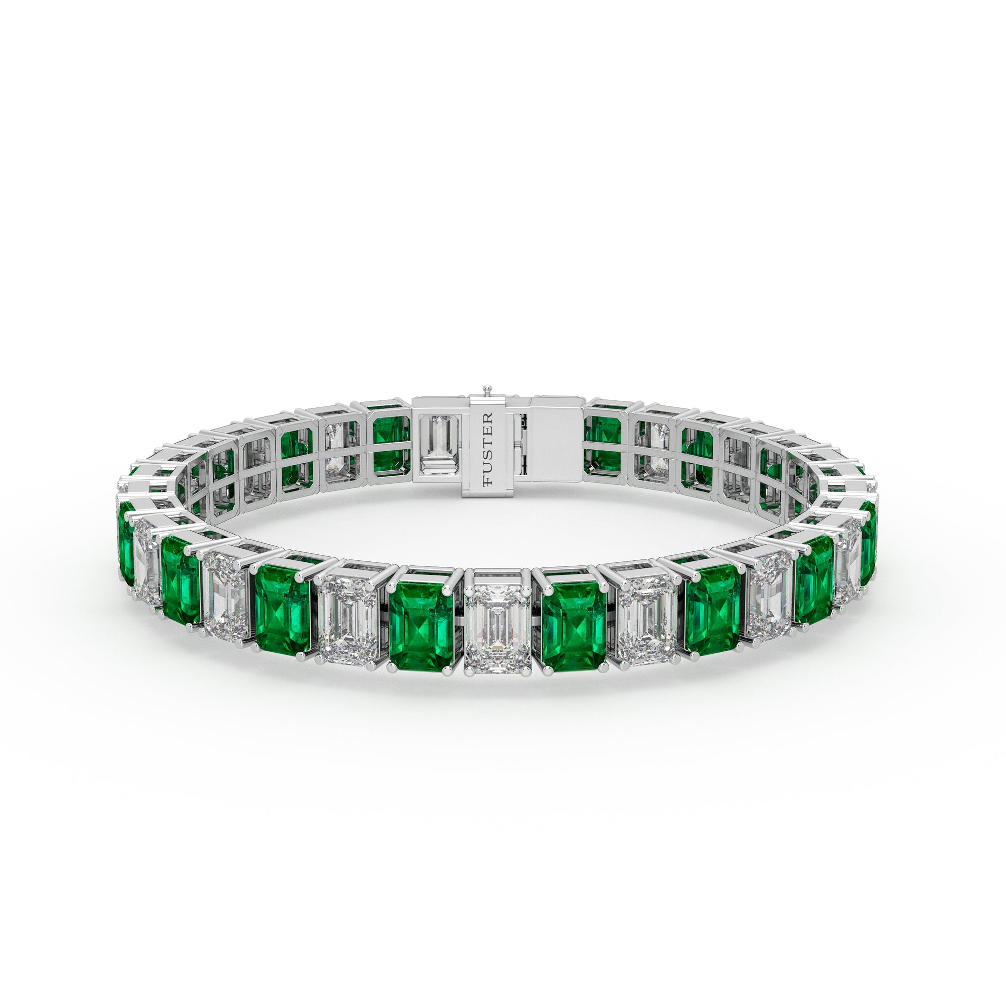 Emerald and Diamond Emerald Cut Bracelet