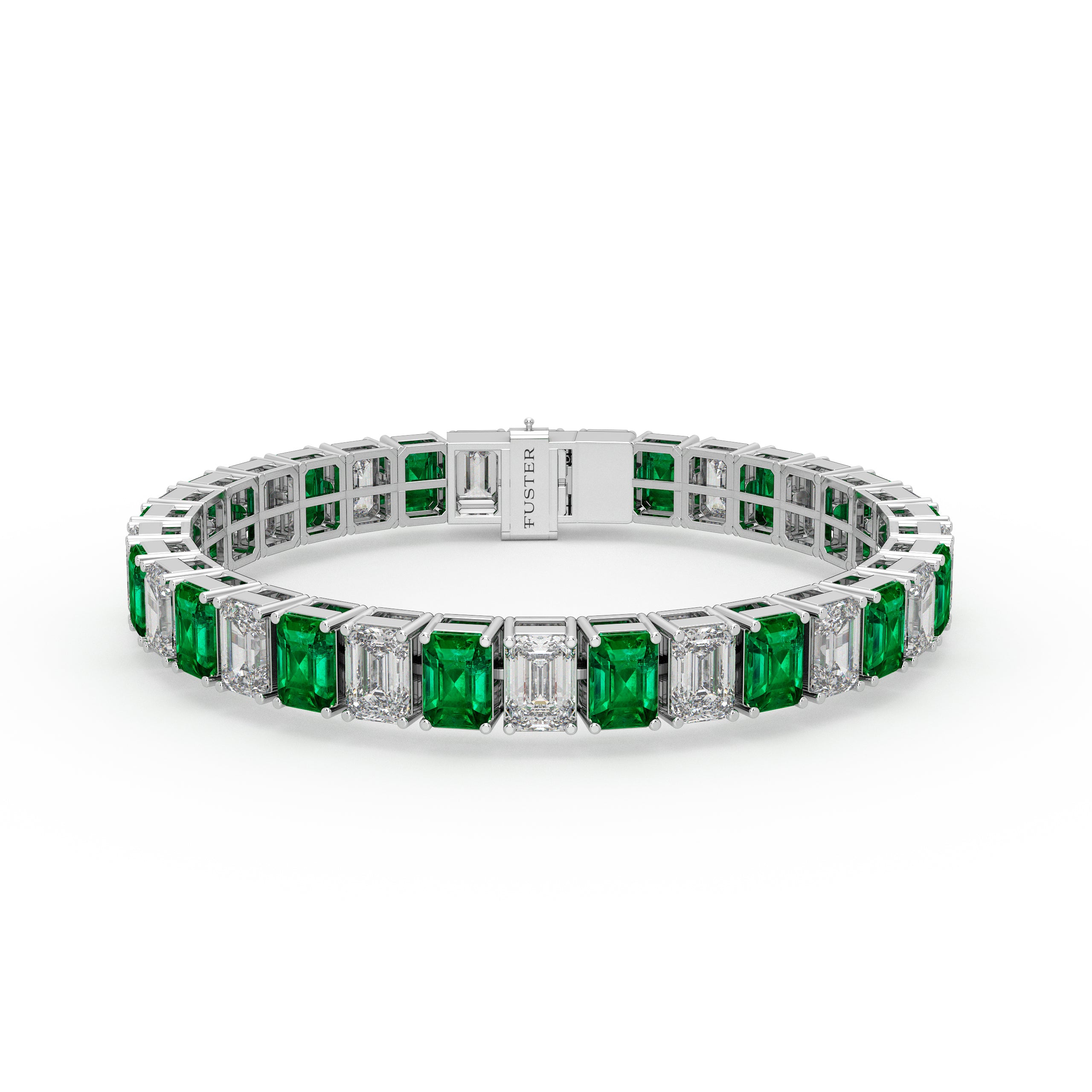Emerald and Diamond Emerald Cut Bracelet