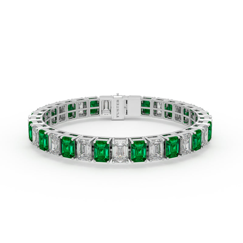 Emerald and Diamond Emerald Cut Bracelet