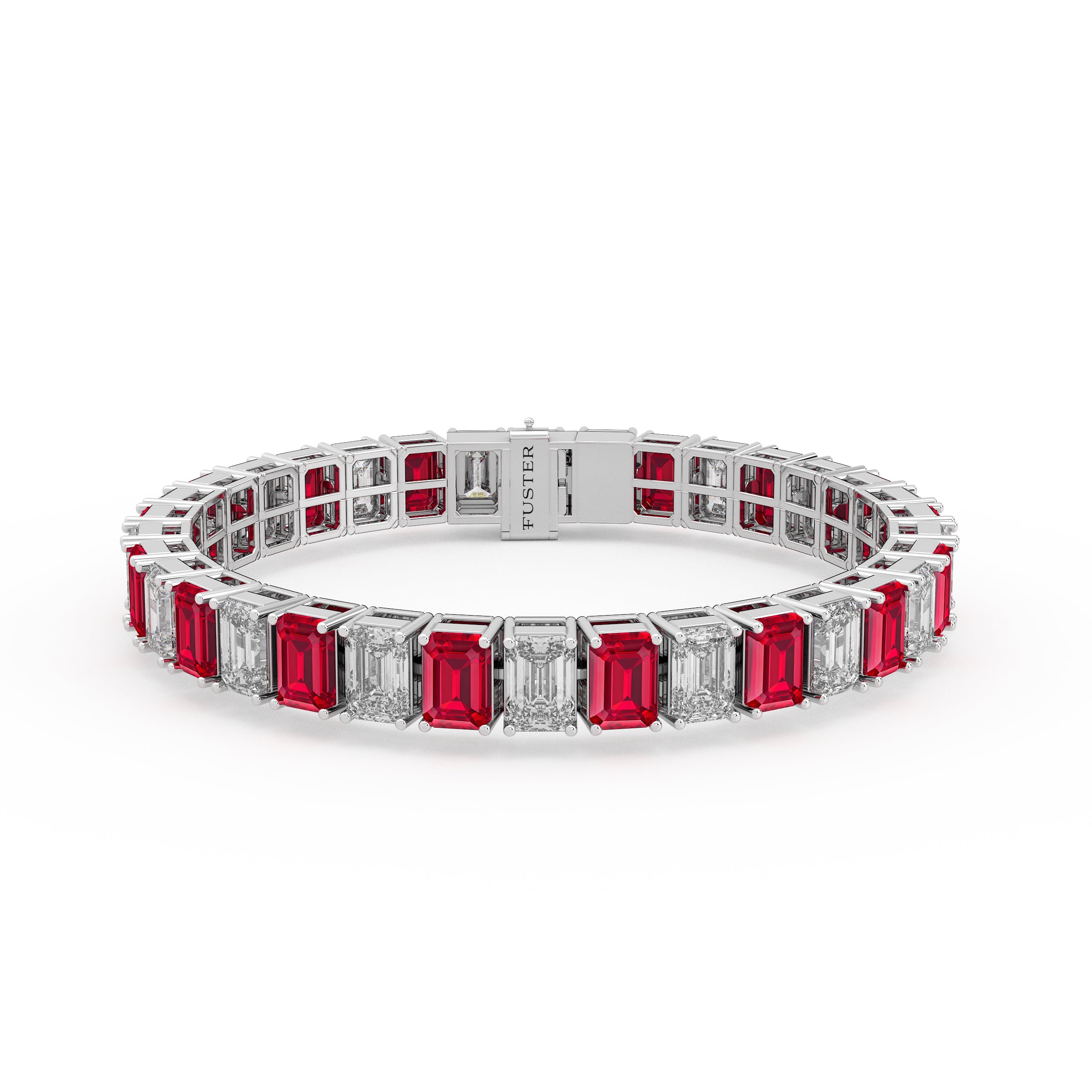 Ruby and Diamond Emerald Cut Bracelet