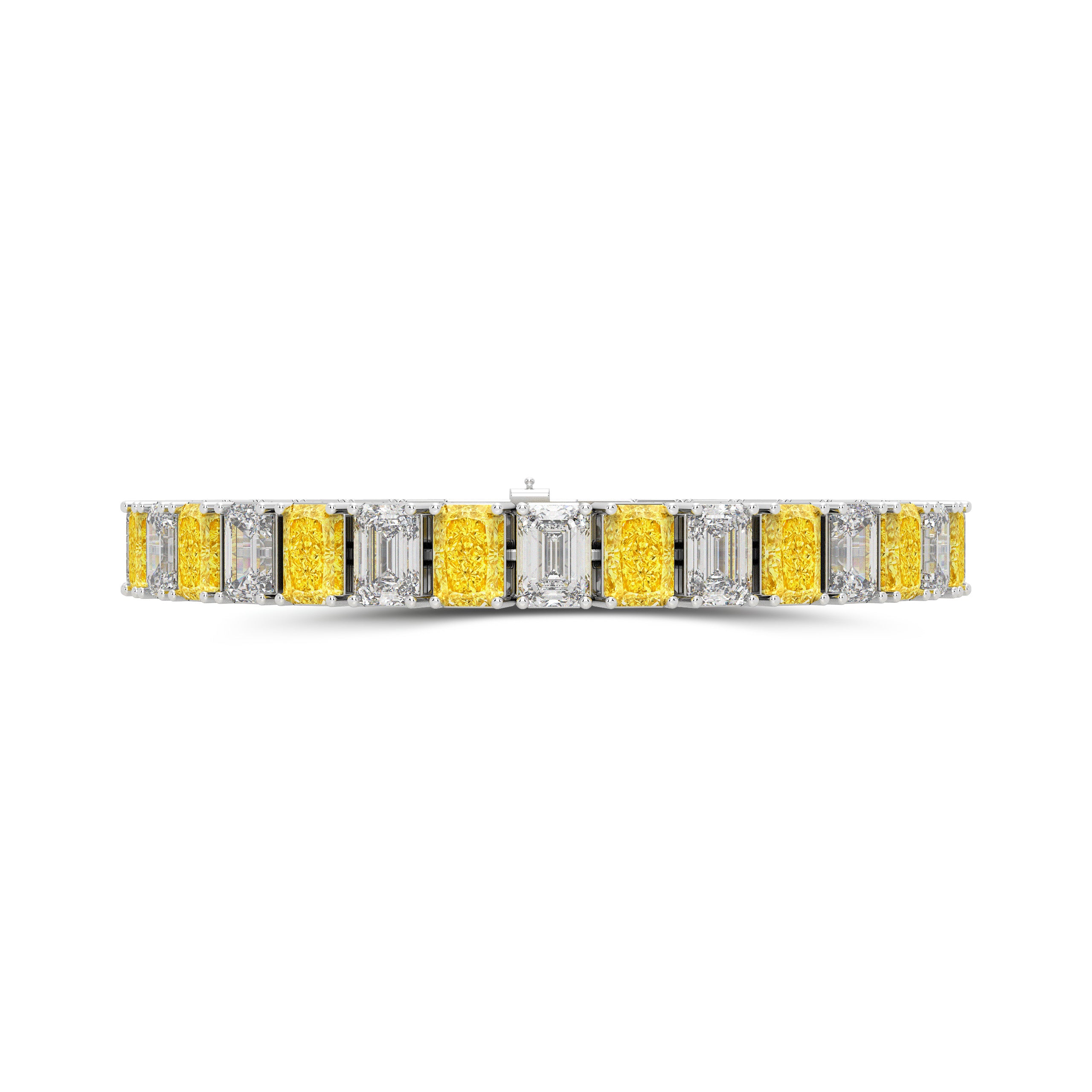 Yellow Diamond and Diamond Emerald Cut Bracelet