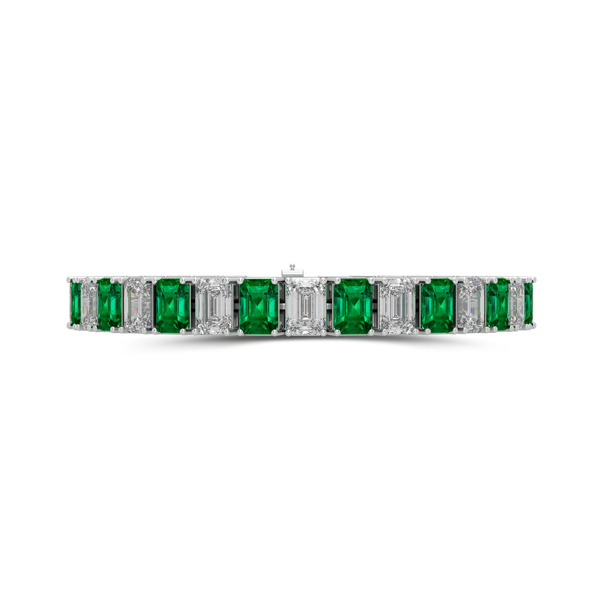 Emerald and Diamond Emerald Cut Bracelet
