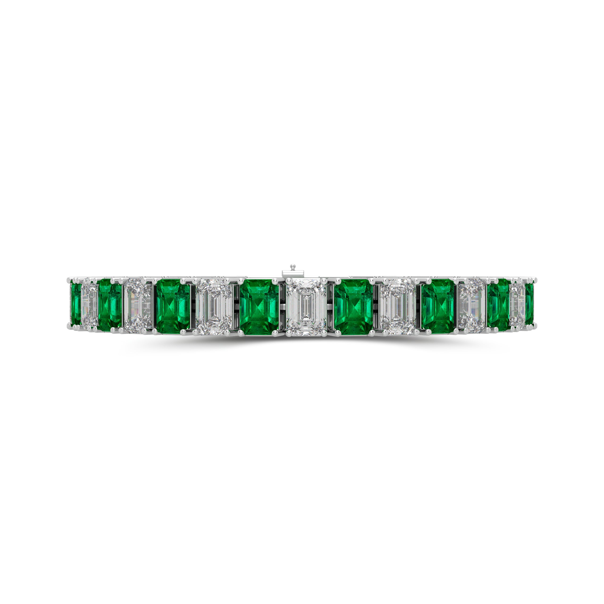 Emerald and Diamond Emerald Cut Bracelet