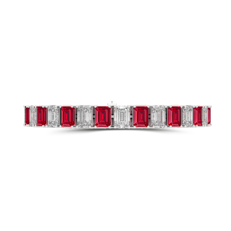 Ruby and Diamond Emerald Cut Bracelet