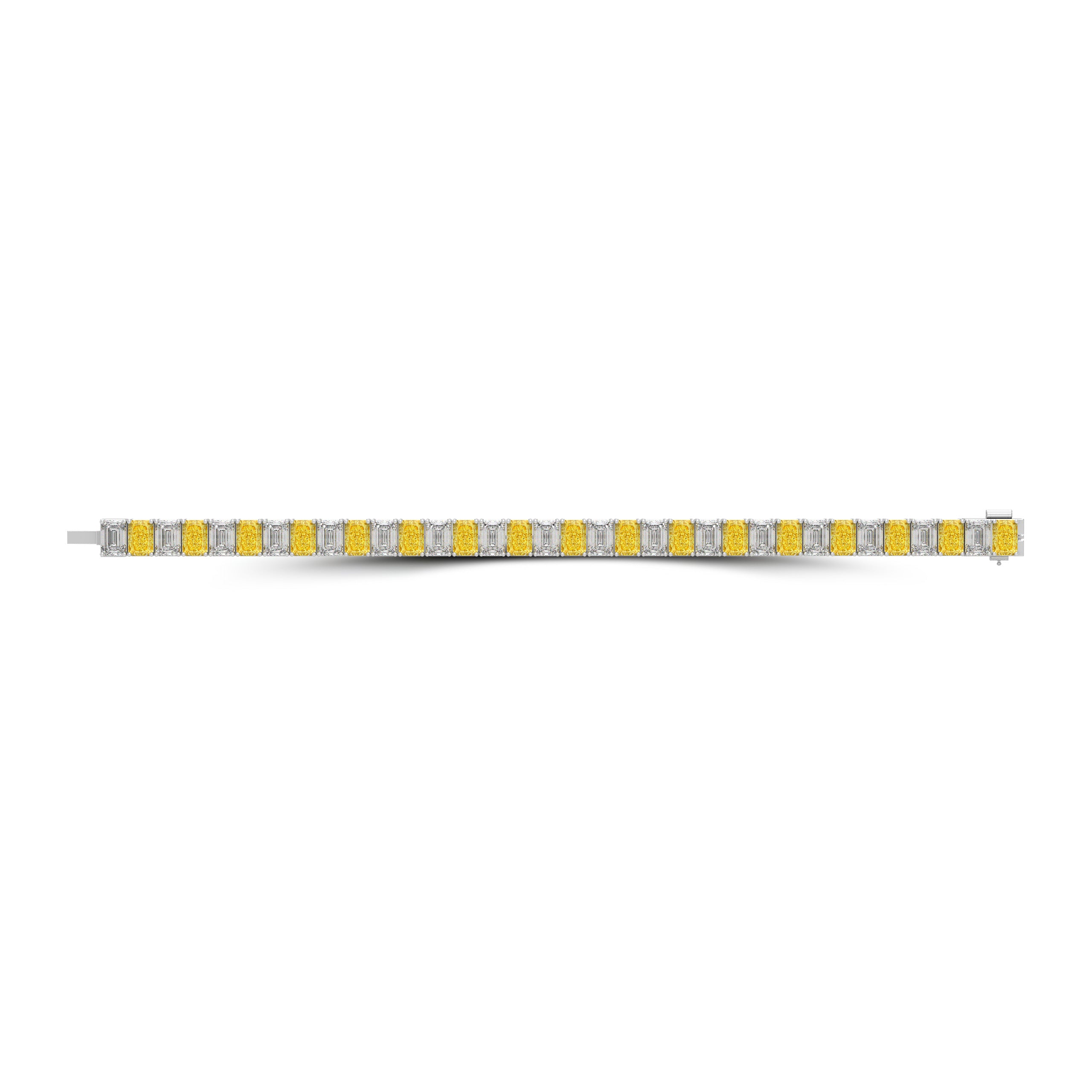 Yellow Diamond and Diamond Emerald Cut Bracelet