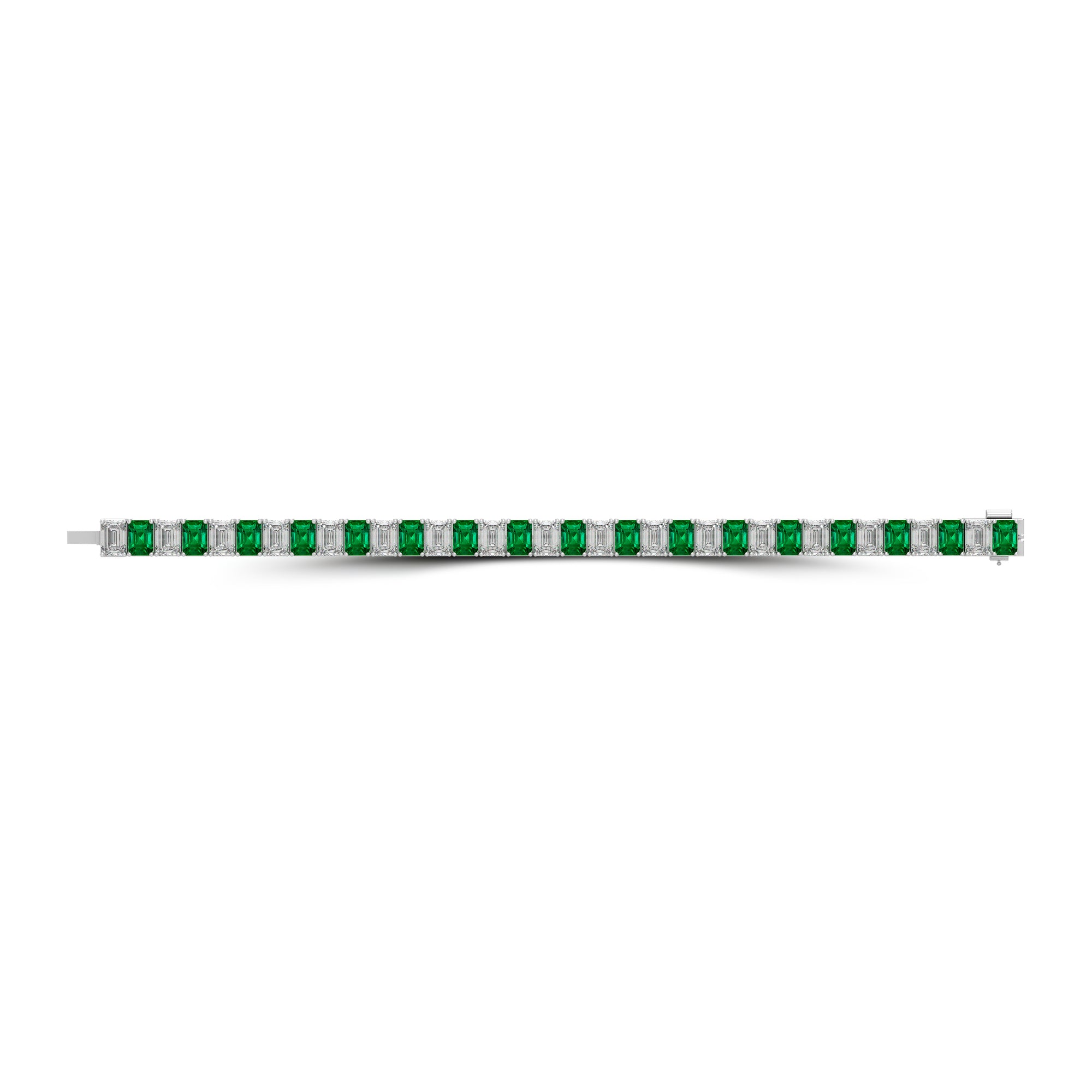 Emerald and Diamond Emerald Cut Bracelet