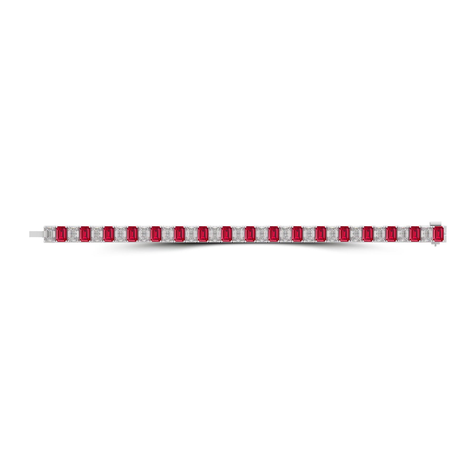 Ruby and Diamond Emerald Cut Bracelet
