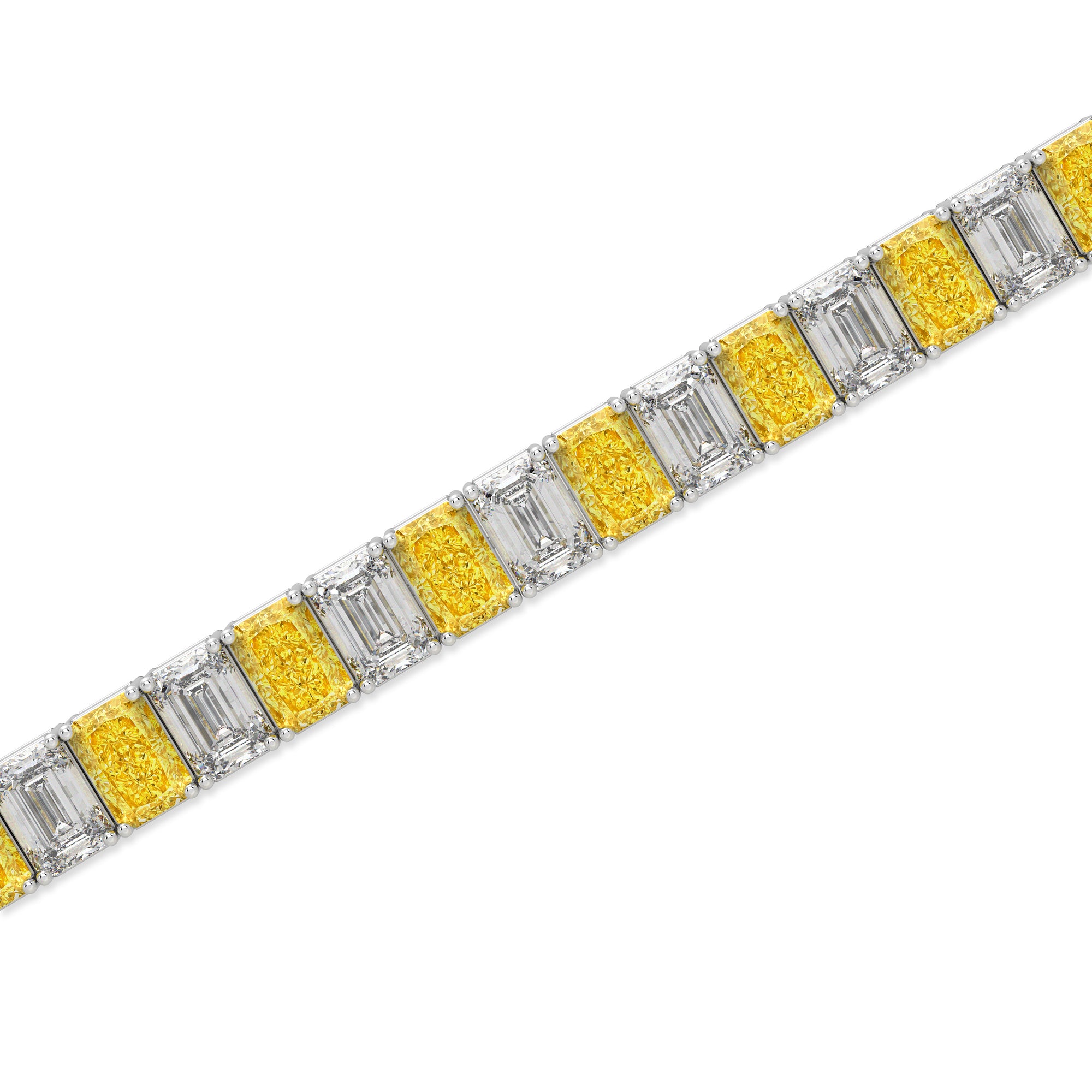 Yellow Diamond and Diamond Emerald Cut Bracelet