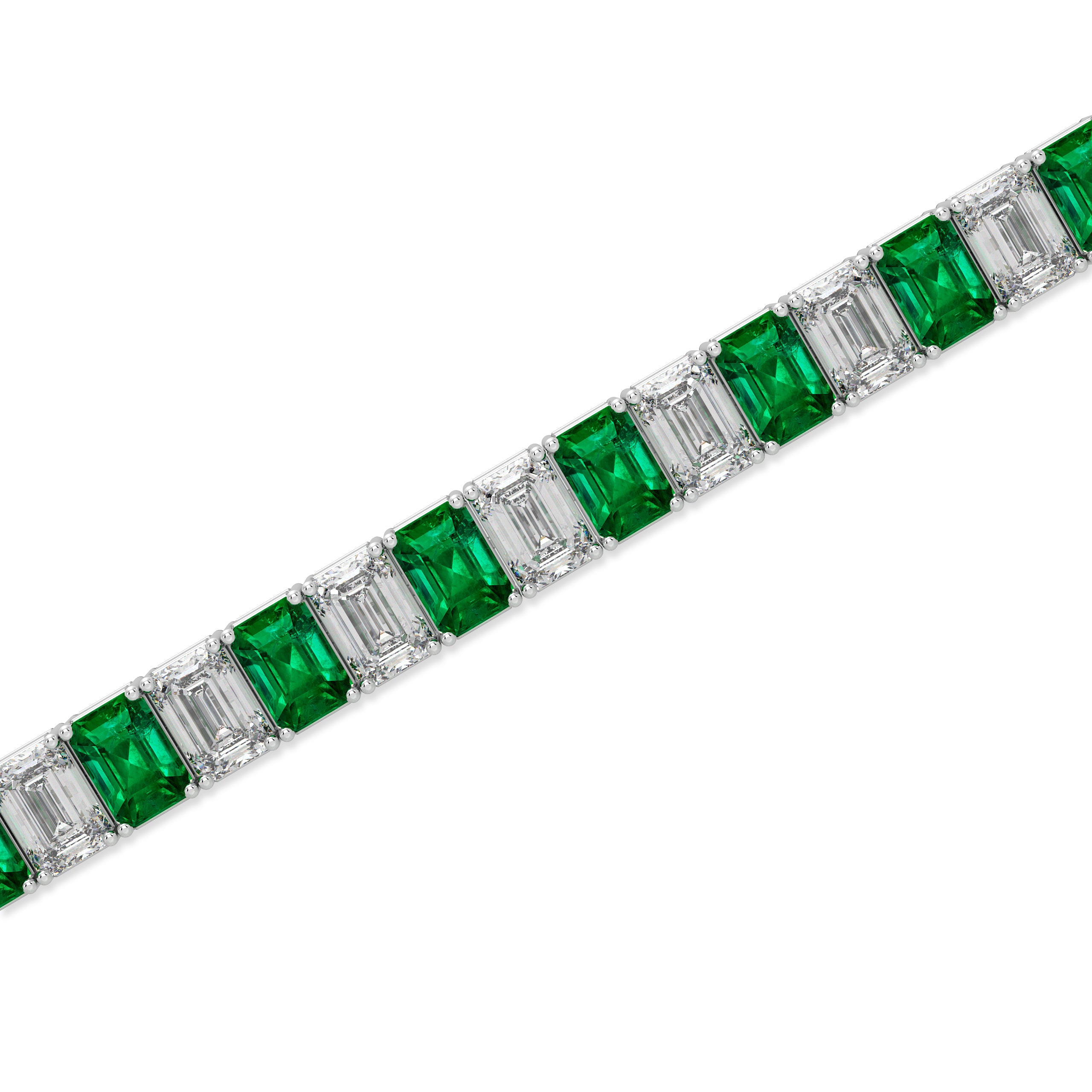 Emerald and Diamond Emerald Cut Bracelet