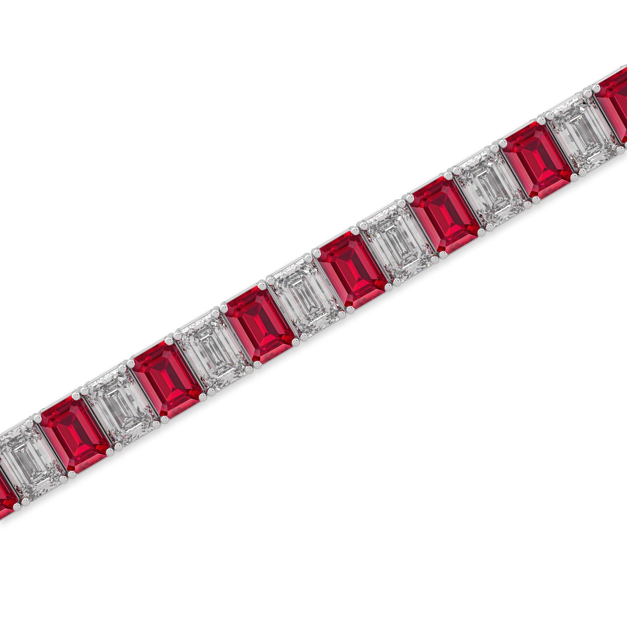 Ruby and Diamond Emerald Cut Bracelet