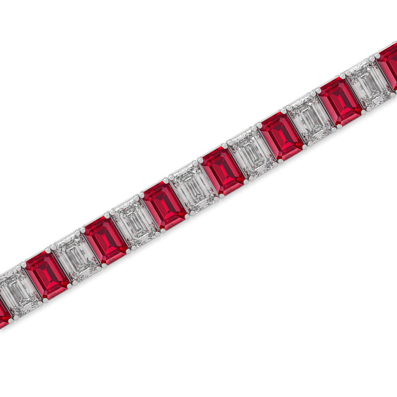 Ruby and Diamond Emerald Cut Bracelet