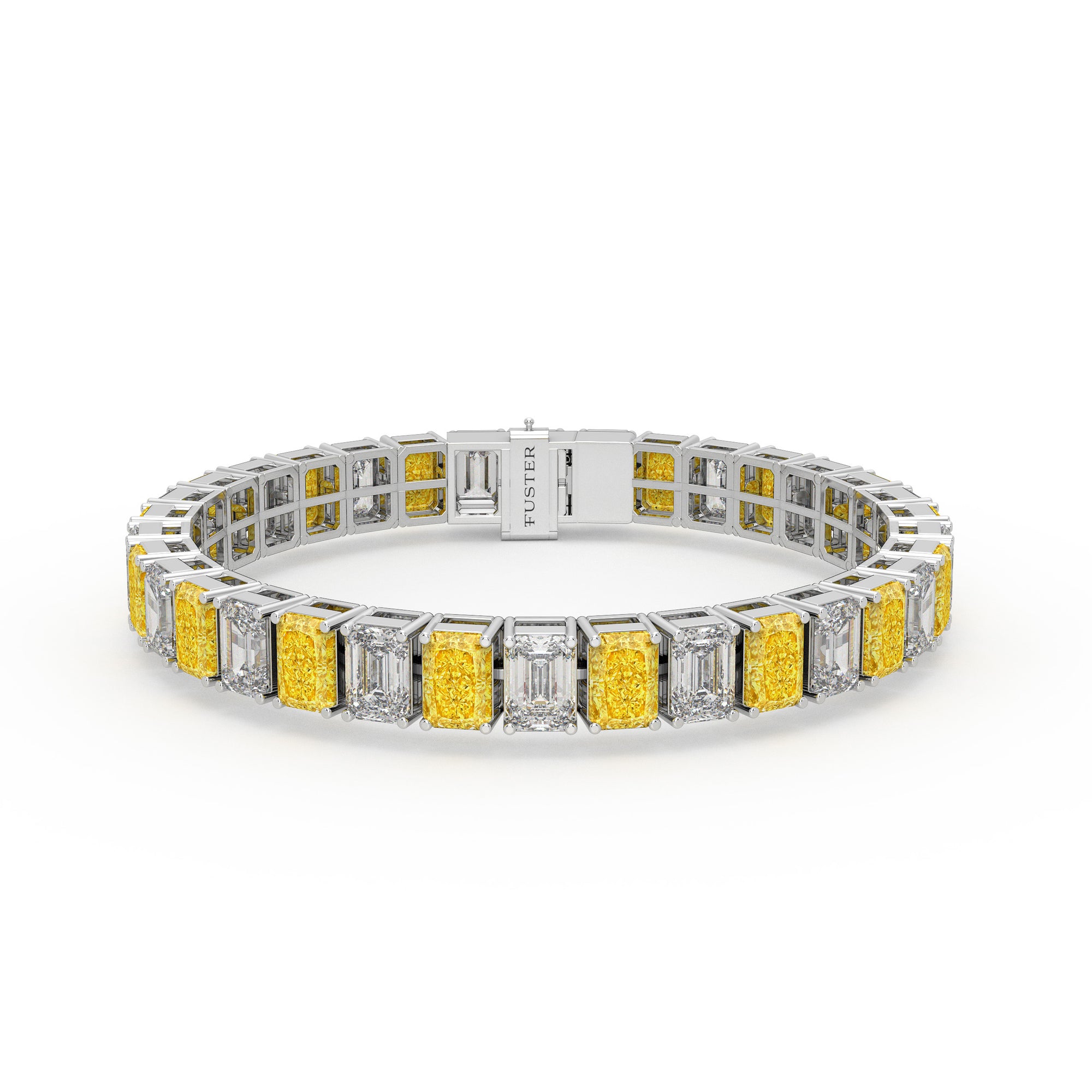 Yellow Diamond and Diamond Emerald Cut Bracelet