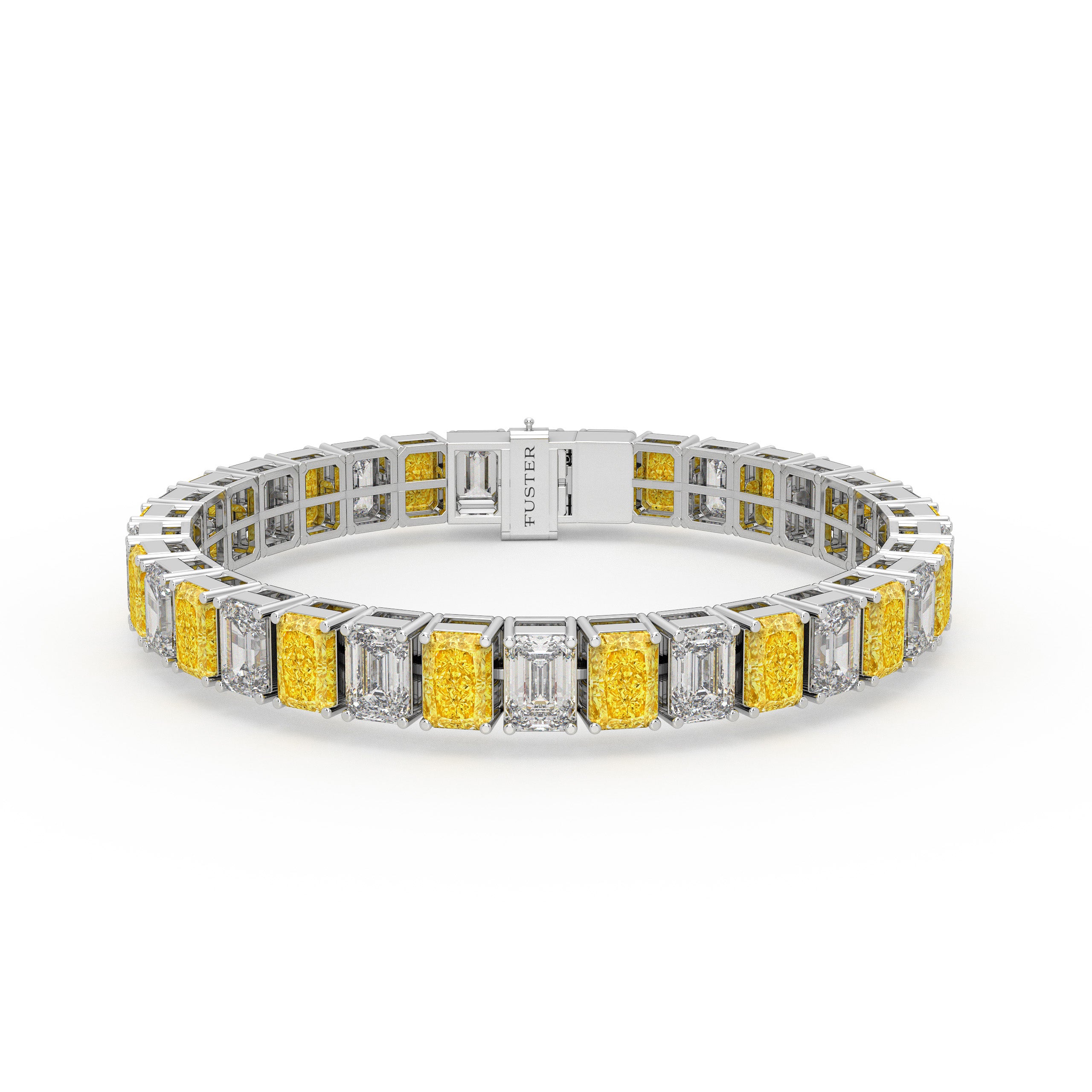 Yellow Diamond and Diamond Emerald Cut Bracelet