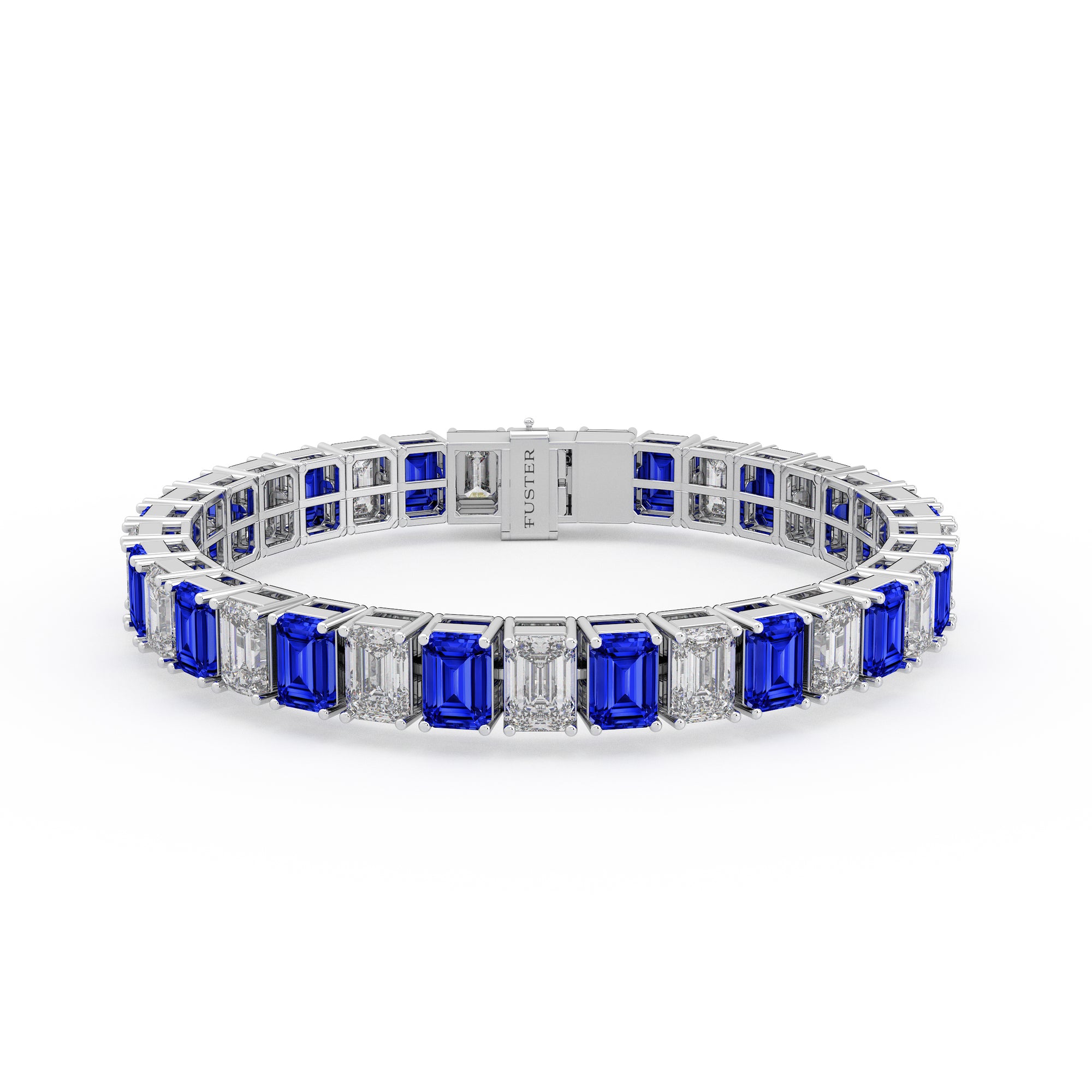 Sapphire and Diamond Emerald Cut Bracelet