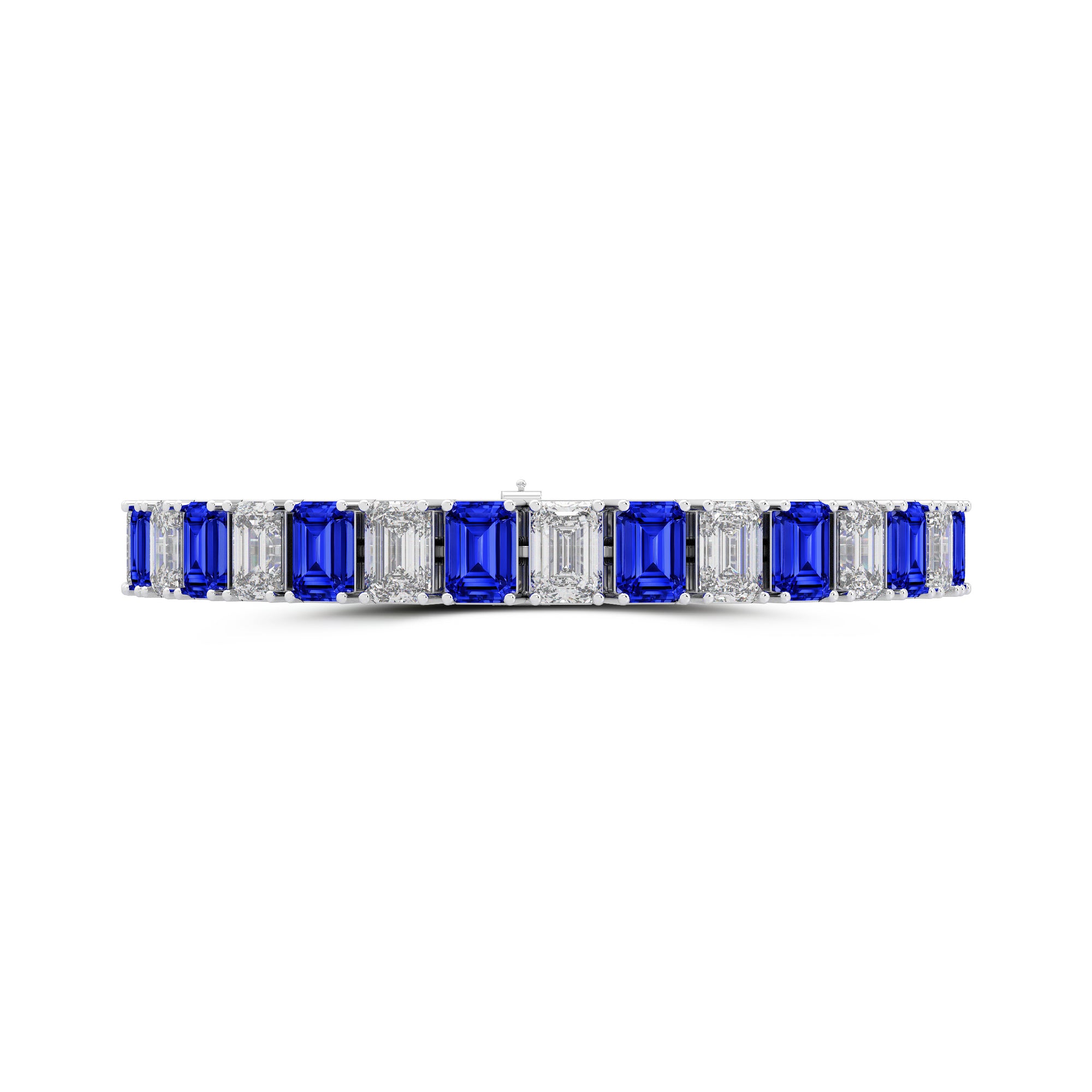 Sapphire and Diamond Emerald Cut Bracelet