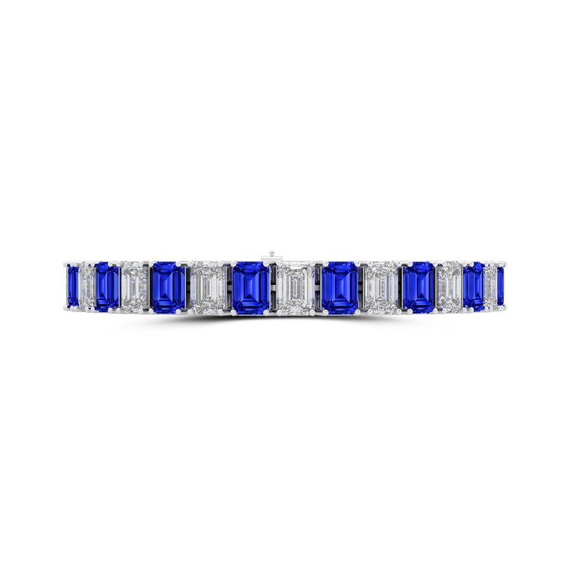 Sapphire and Diamond Emerald Cut Bracelet