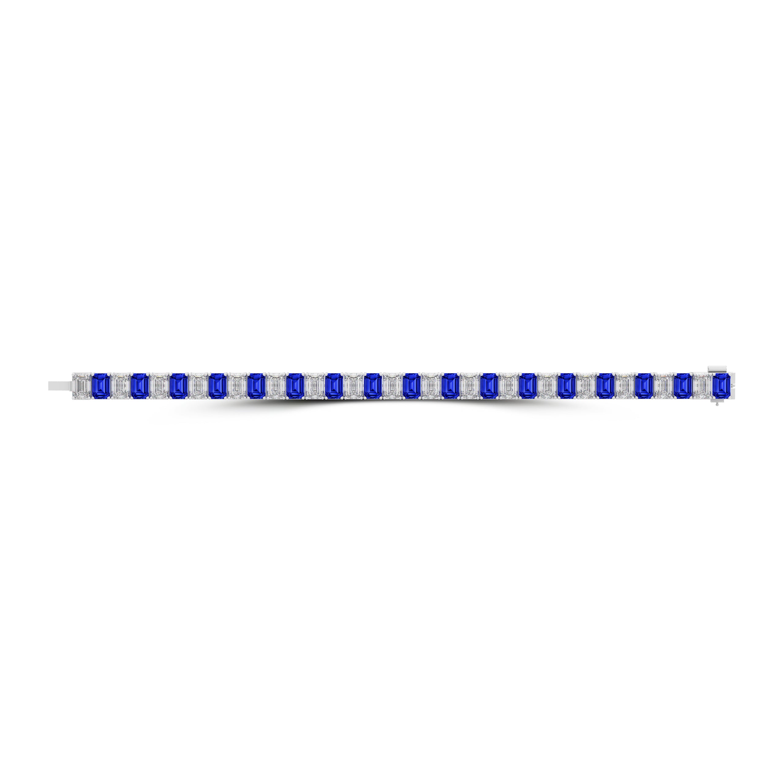 Sapphire and Diamond Emerald Cut Bracelet